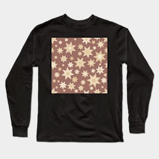 Beige Stars on Taupe 5748 Long Sleeve T-Shirt